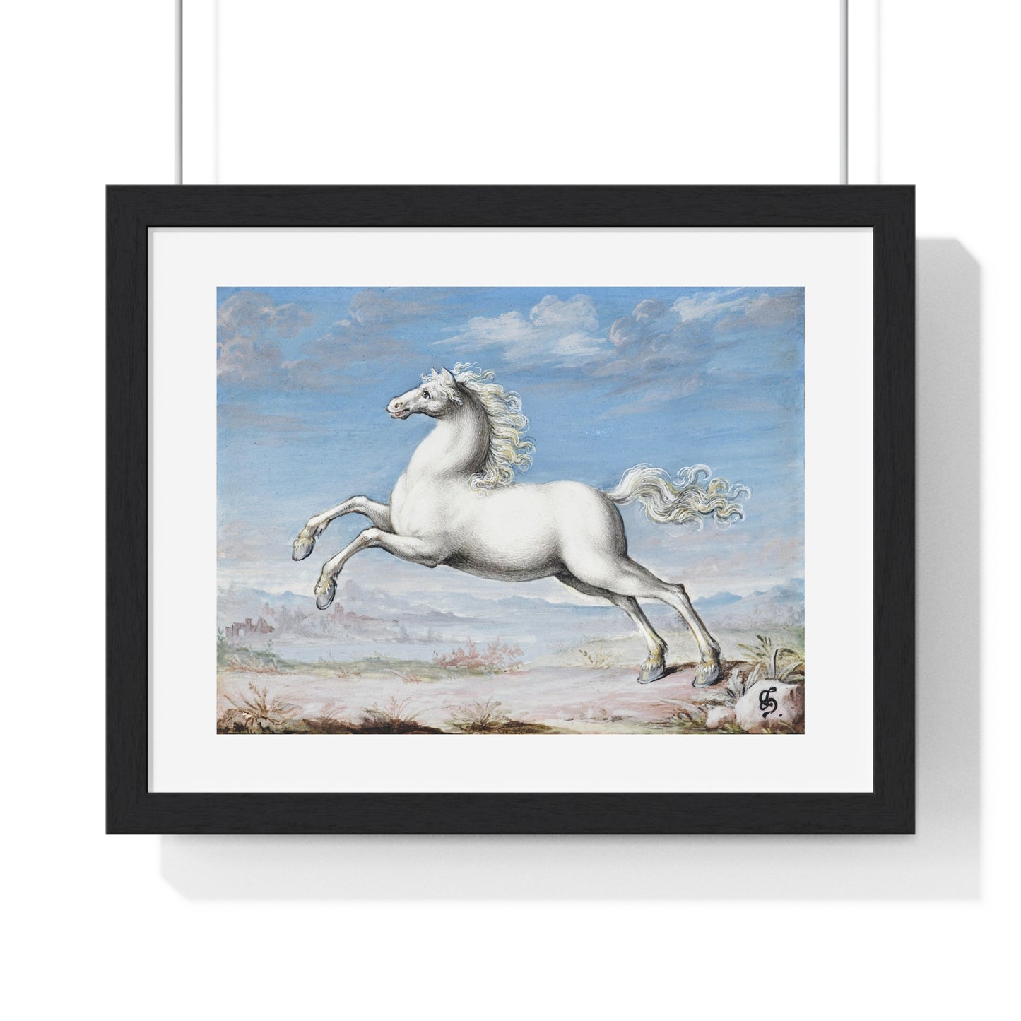 White Horse (1552–1601) by Joris Hoefnagel, from the Original, Framed Art Print