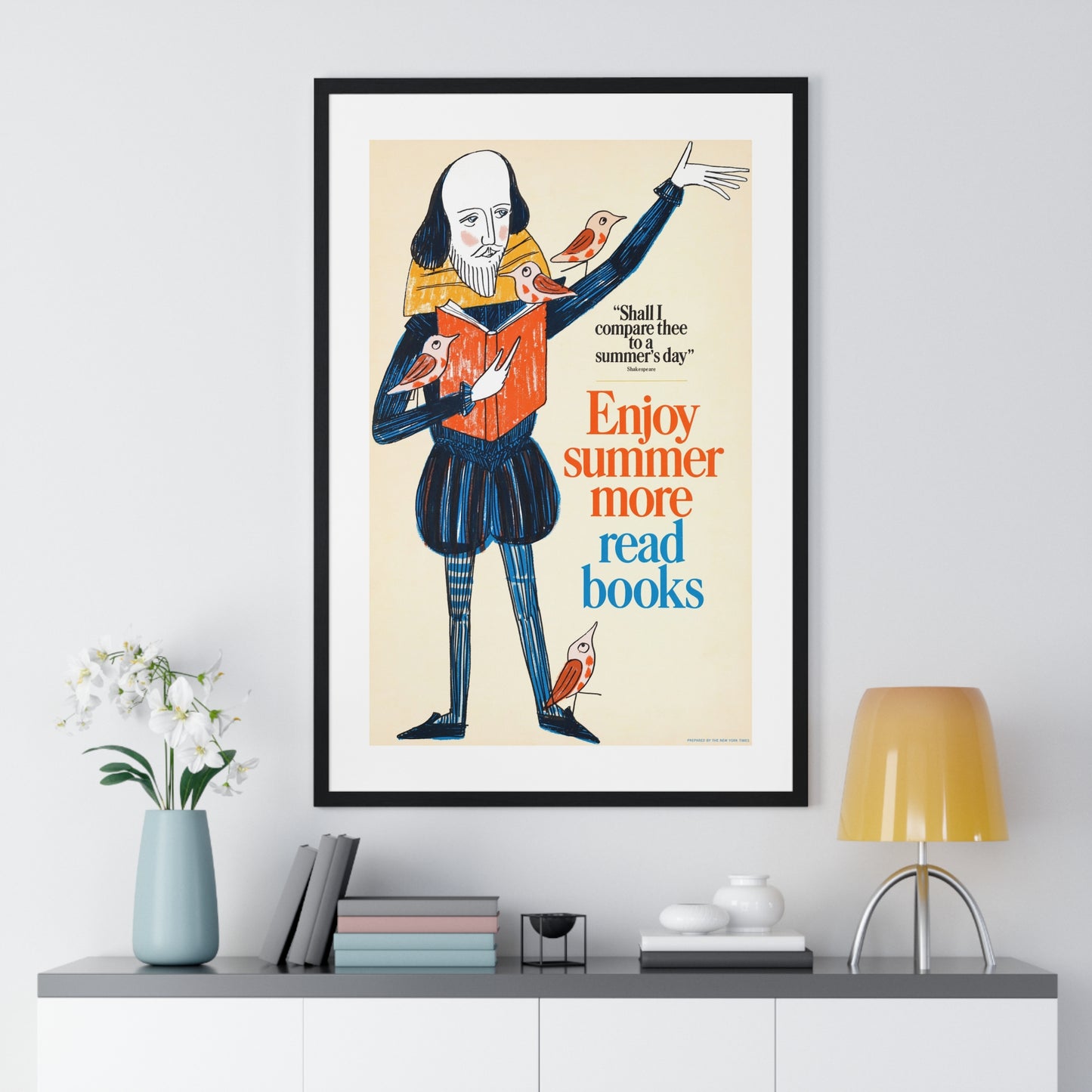 Enjoy Summer More, Read Books (1966) Vintage Poster by Bill Sokol, from the Original, Framed Art Print