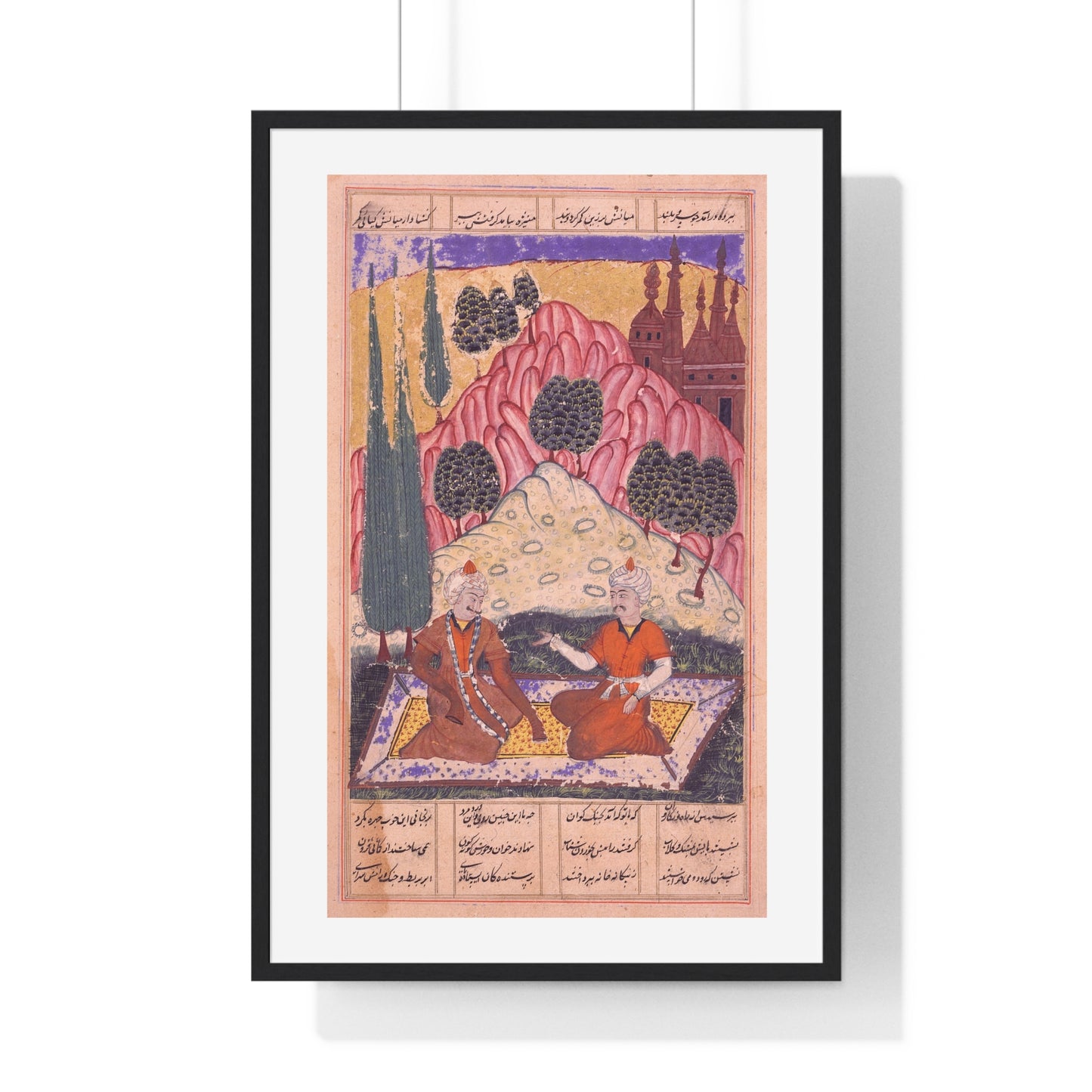 Persian 11th Century Art, Gorgin Leads Bizhan Astray, Folio from the Shahnama 'Book of Kings' Framed Print