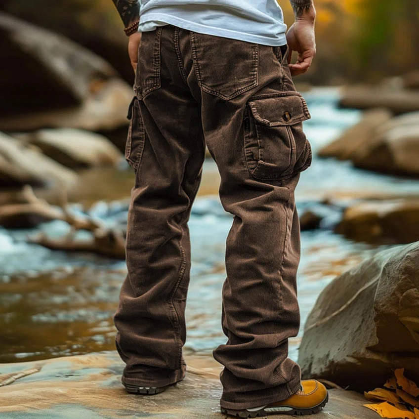 Retro Loose Cargo Pocket Elasticated Men's Trousers