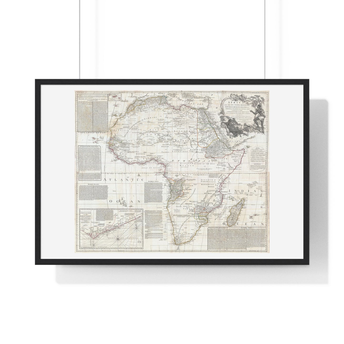 Historically Significant Map of Africa (1794) by Samuel Boulton, from the Original, Framed Art Print