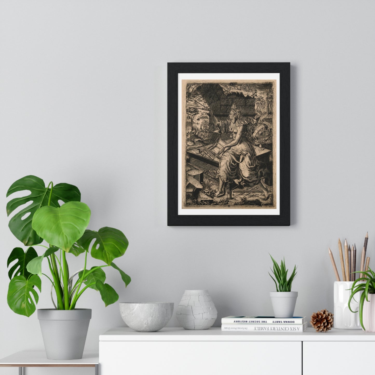Urania, the Muse of Astronomy (17th Century) Engraving by Lucas Kilian, from the Original, Framed Print