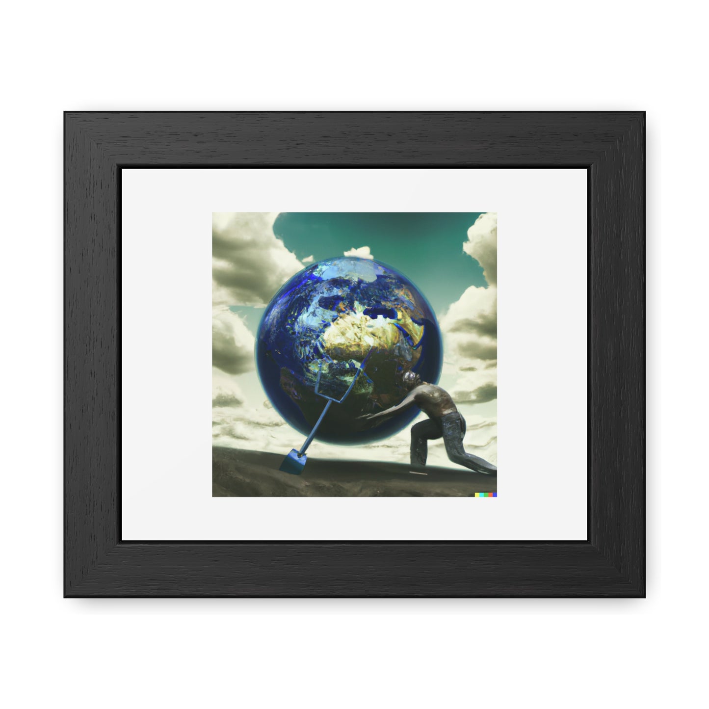 Humans Repairing The Planet Digital Art 'Designed by AI' Wooden Framed Print