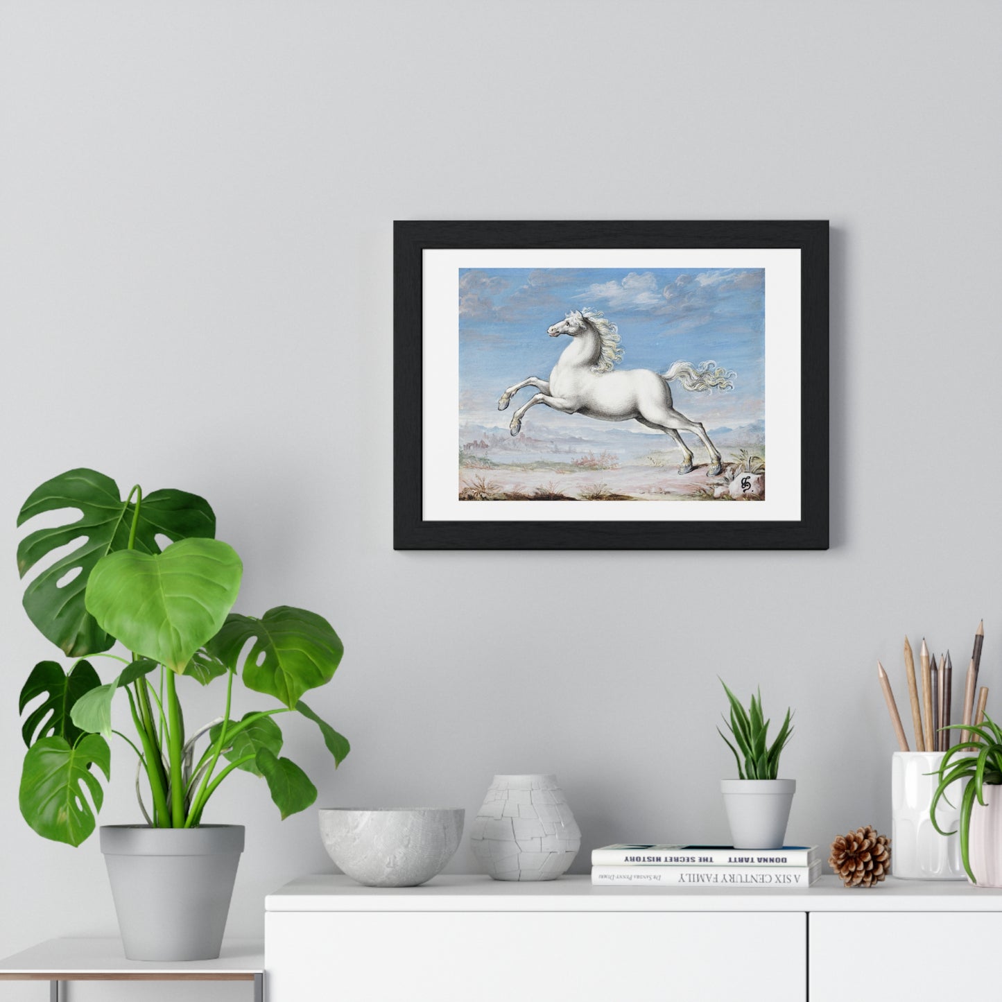 White Horse (1552–1601) by Joris Hoefnagel, from the Original, Framed Art Print