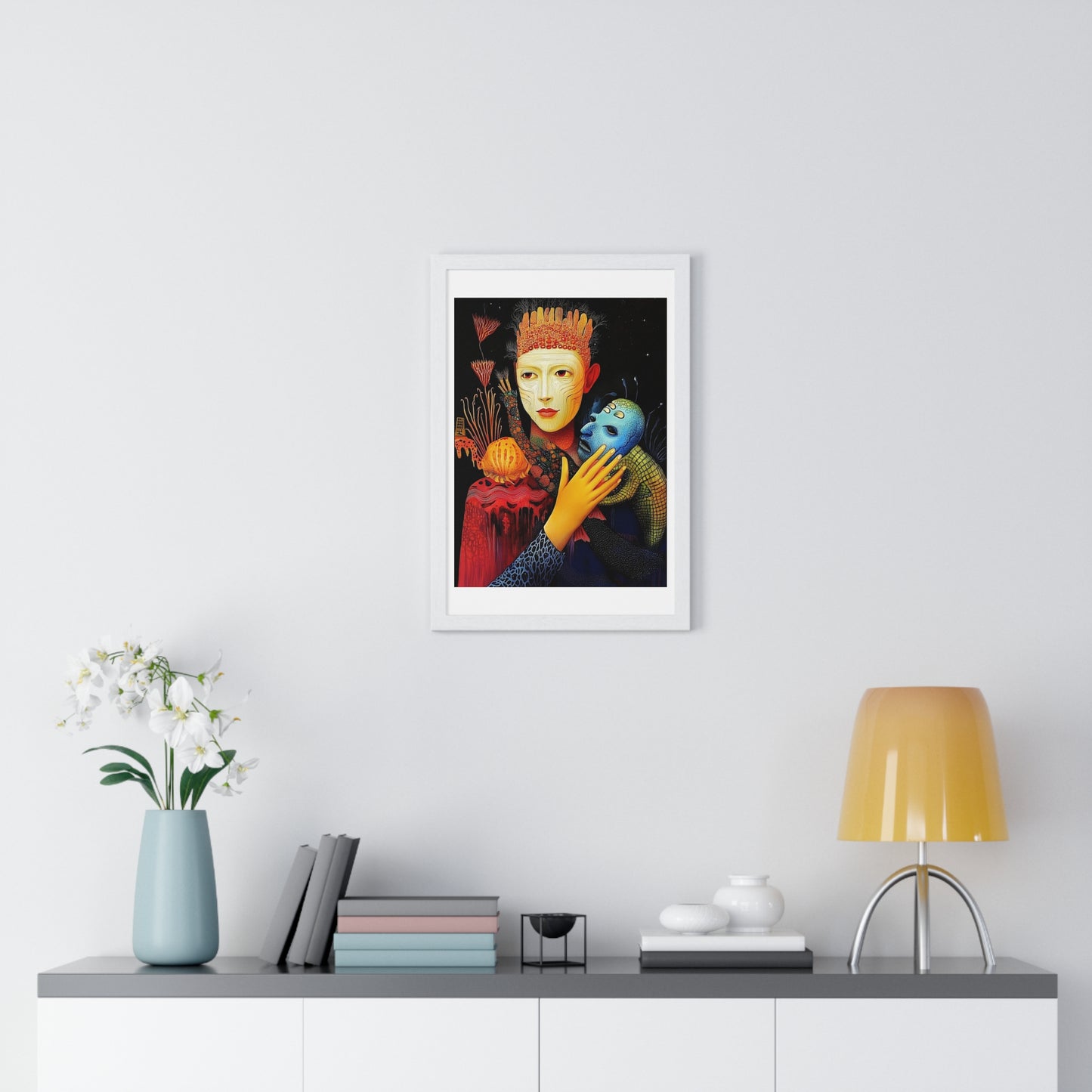 The Beauty and the Mask 'Designed by AI' Framed Art Print