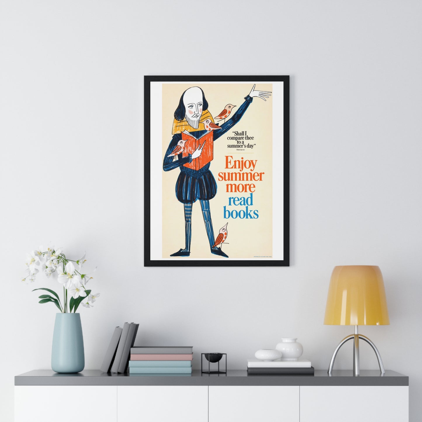 Enjoy Summer More, Read Books (1966) Vintage Poster by Bill Sokol, from the Original, Framed Art Print