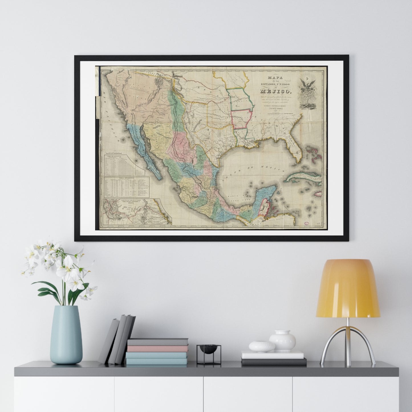Mapa de los Estados Unidos de Méjico (1847) by John Disturnell, from the Original, Framed Art Print