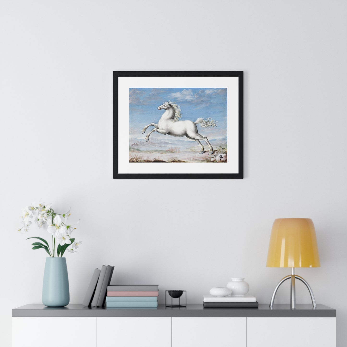 White Horse (1552–1601) by Joris Hoefnagel, from the Original, Framed Art Print