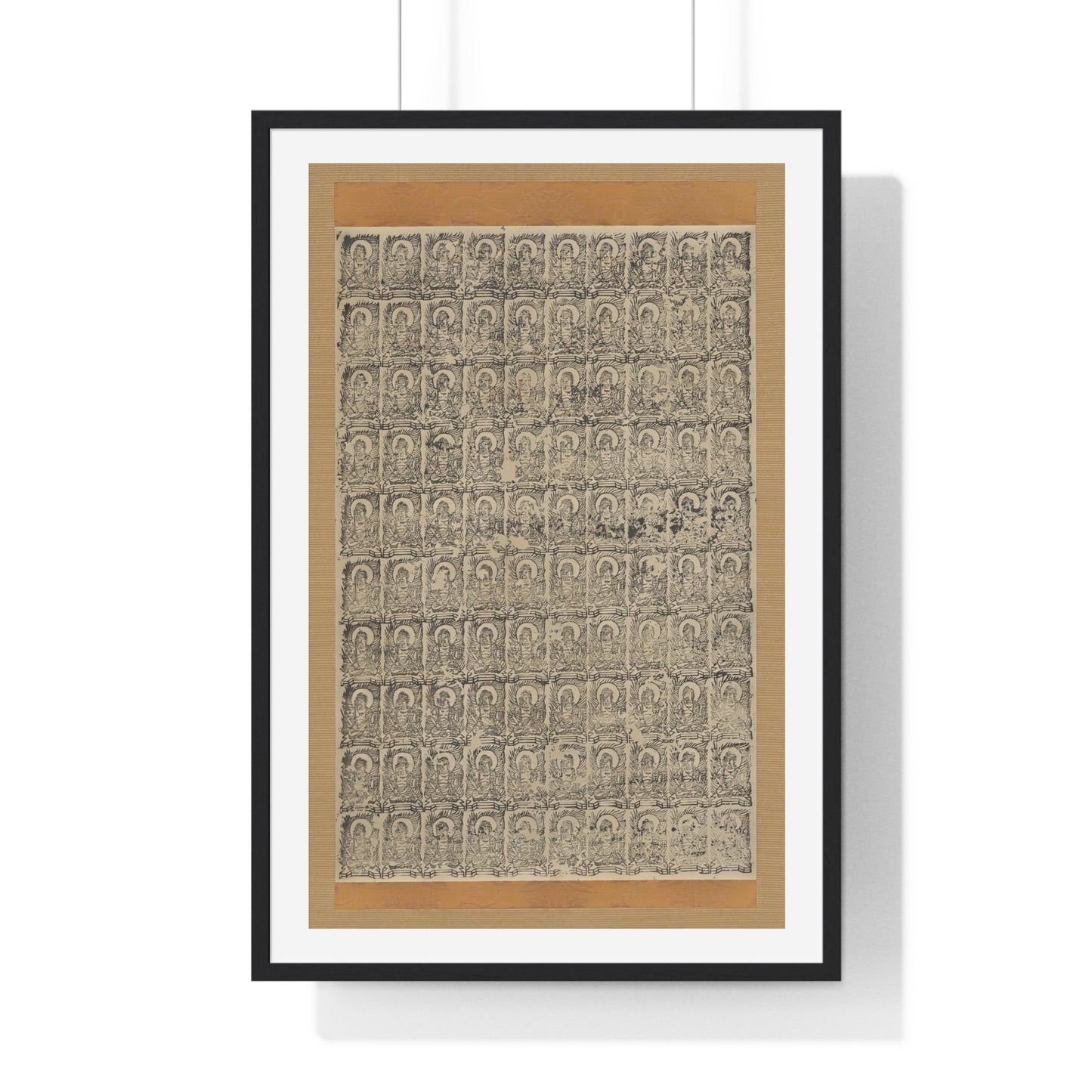 Stamped Images of the Wisdom King Fudō (Acala), Antique Japanese Scroll, from the Original, Framed Art Print