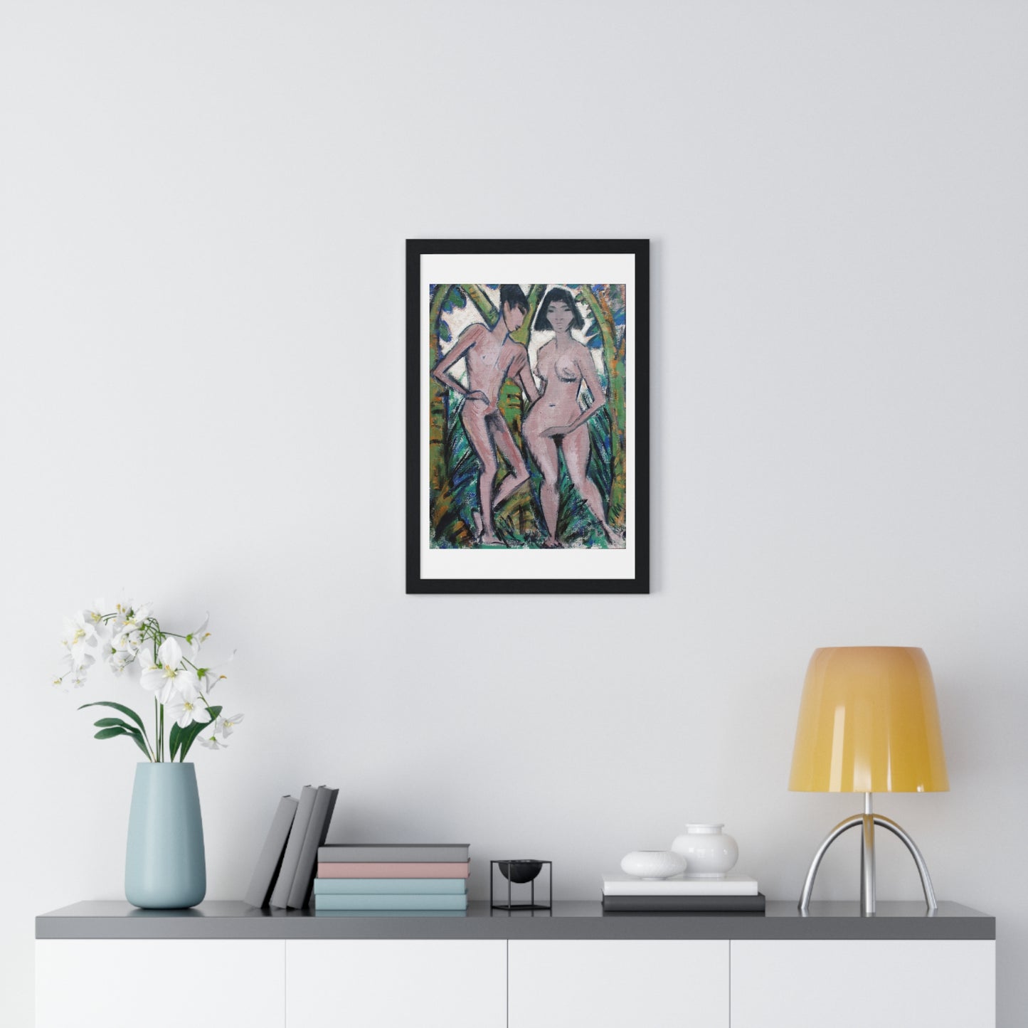 Adam and Eve (1913-1922) Modern Art Painting by Otto Mueller, from the Original, Framed Print