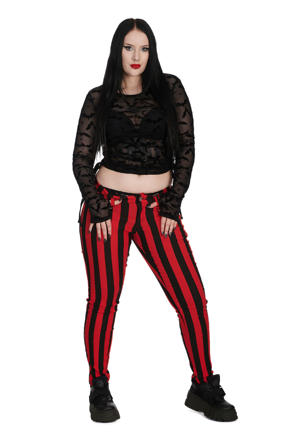 Banned Groove is All Around Mesh Top with Flock Bat Print