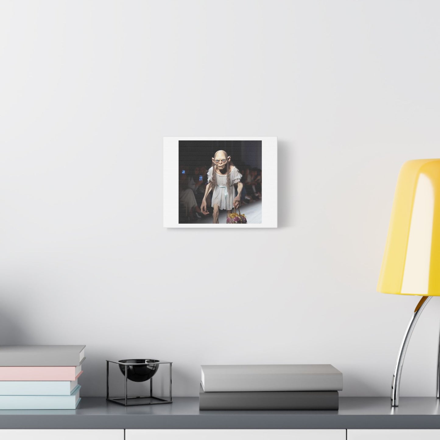 Gollum on the Fashion Catwalk 'Designed by AI', Art Print on Canvas