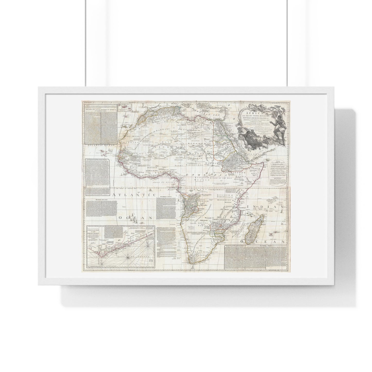 Historically Significant Map of Africa (1794) by Samuel Boulton, from the Original, Framed Art Print