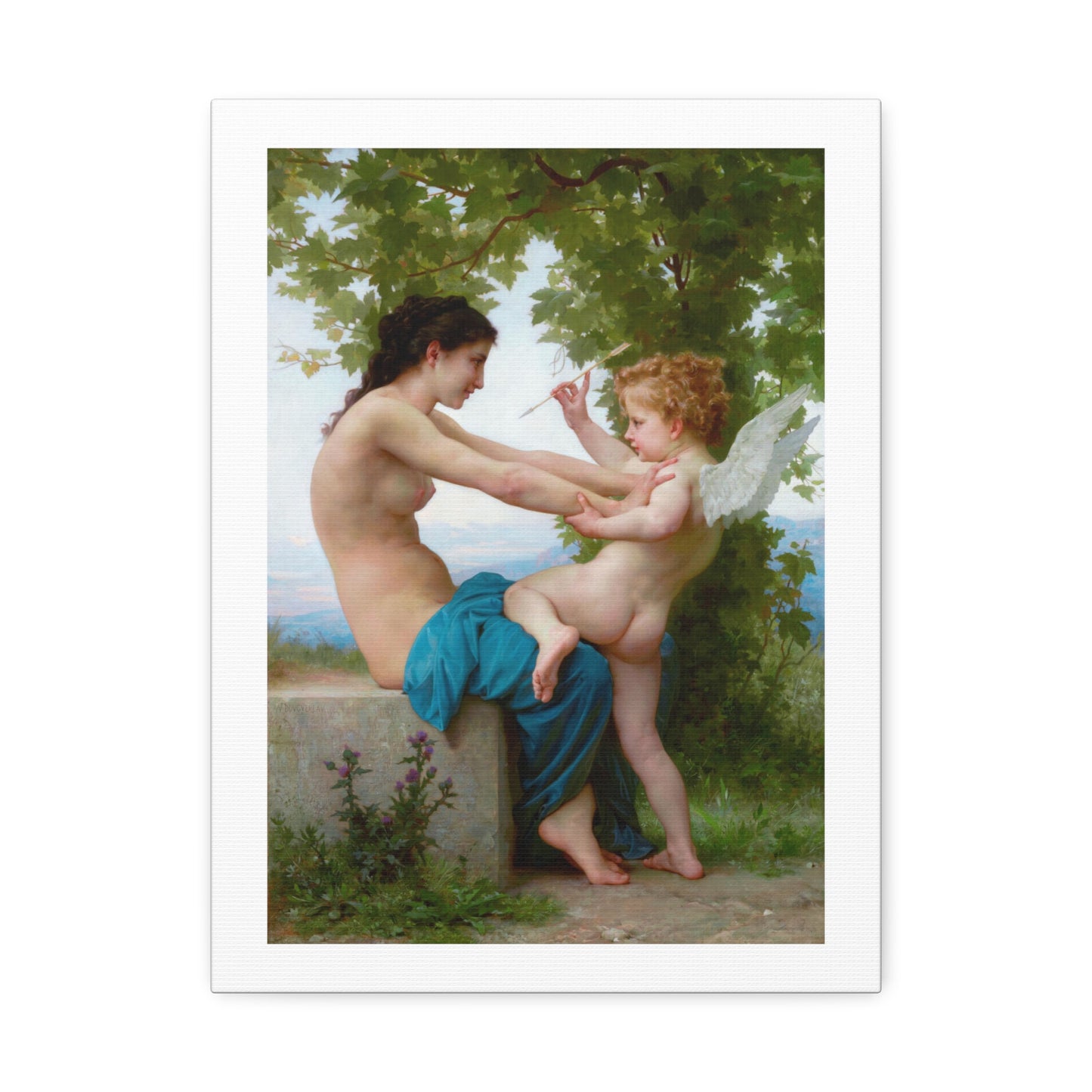 A Young Girl Defending Herself against Love (circa 1880) by William-Adolphe Bouguereau, Art Print from the Original on Canvas