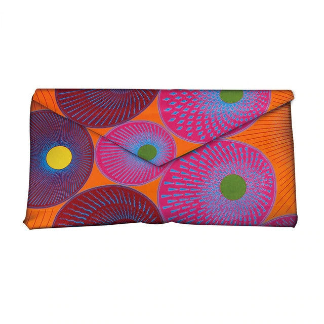 African and Geometric Printed Clutch Handbag