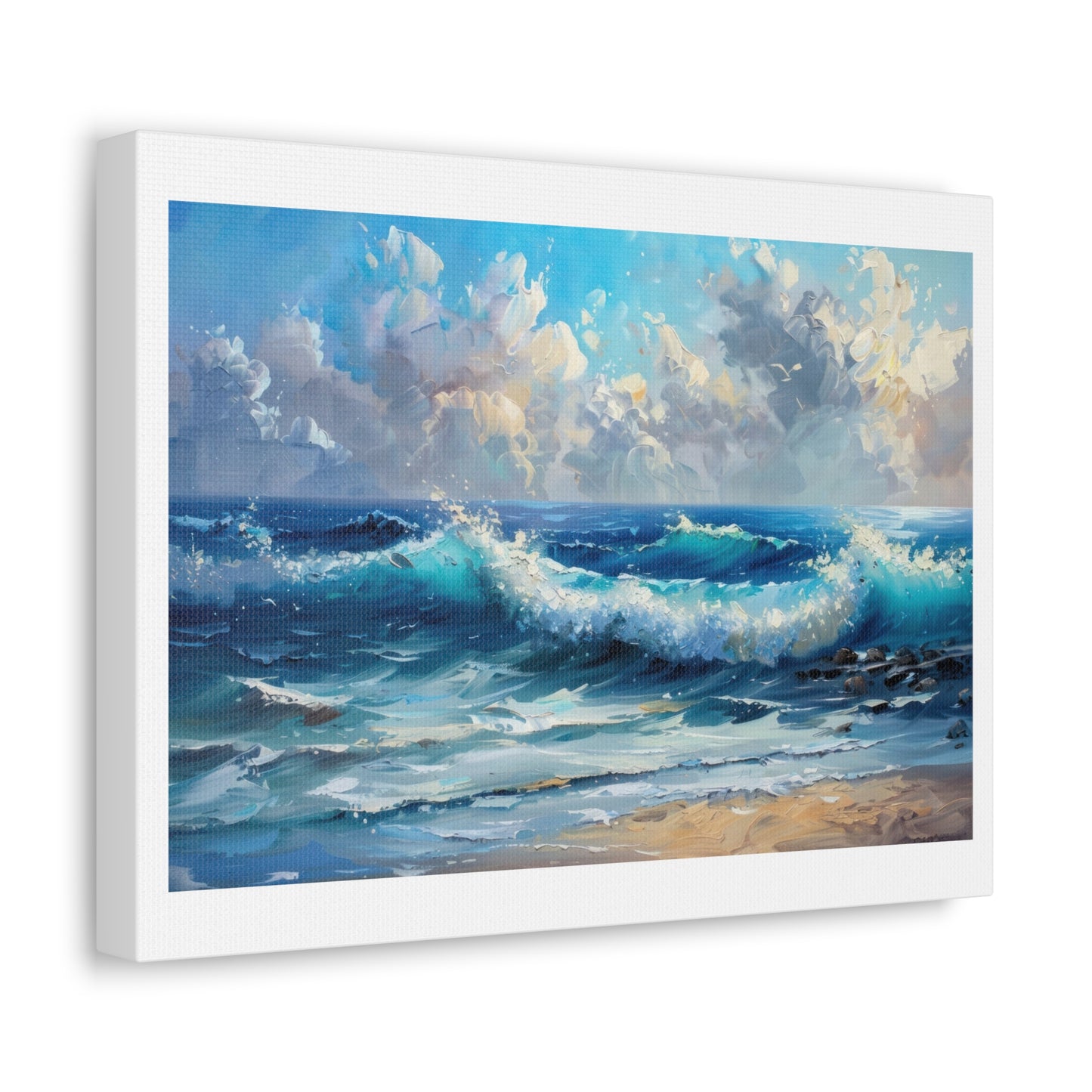 Chinese Style Painting of the Sea, Nature, Ocean 'Designed by AI' Art Print on Canvas