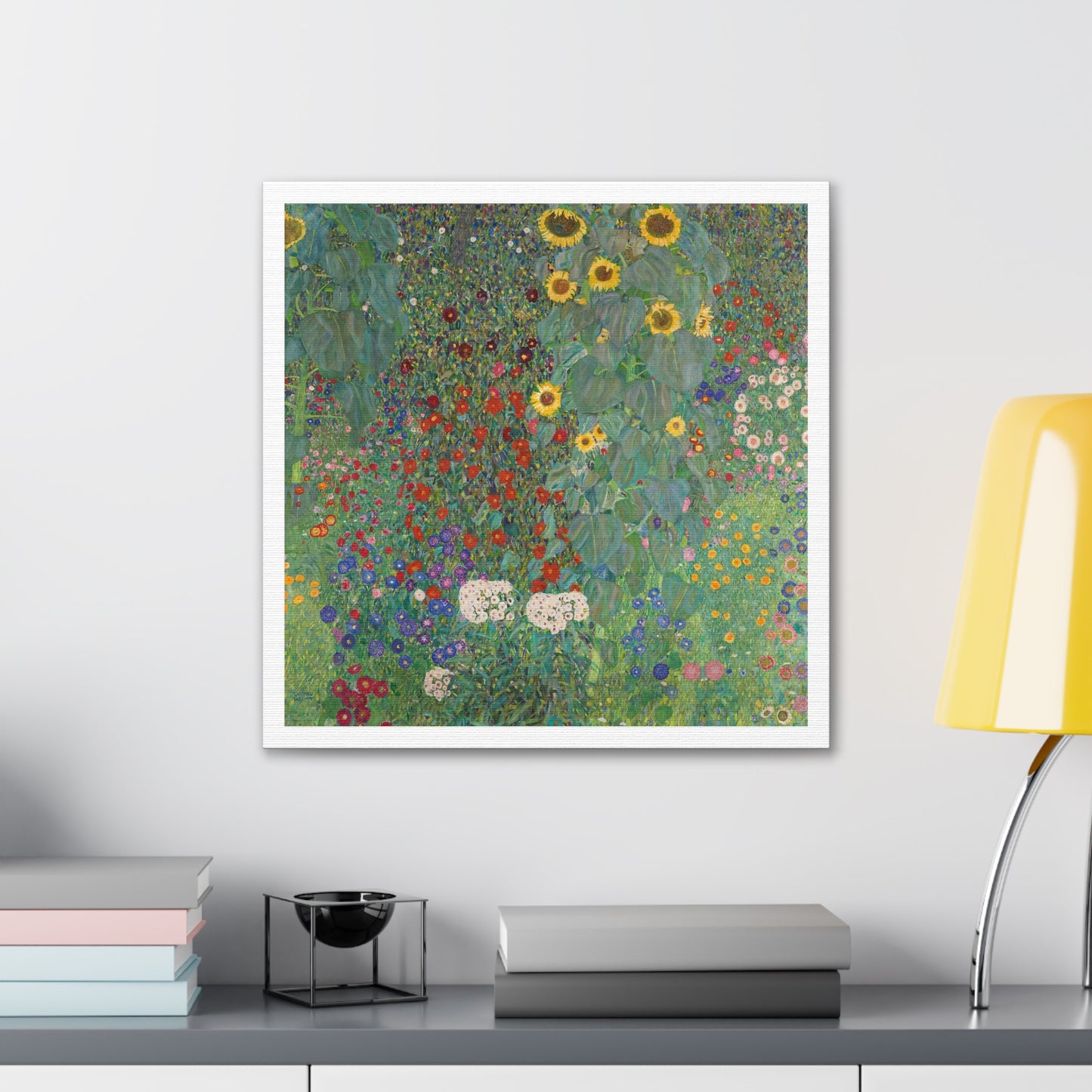 Farm Garden with Sunflowers (1907) by Gustav Klimt, from the Original, Art Print on Canvas
