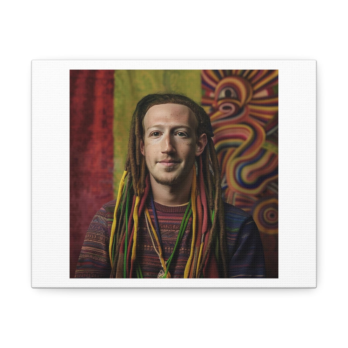 Rasta Mark Zuckerberg 'Designed by AI' Art Print on Canvas