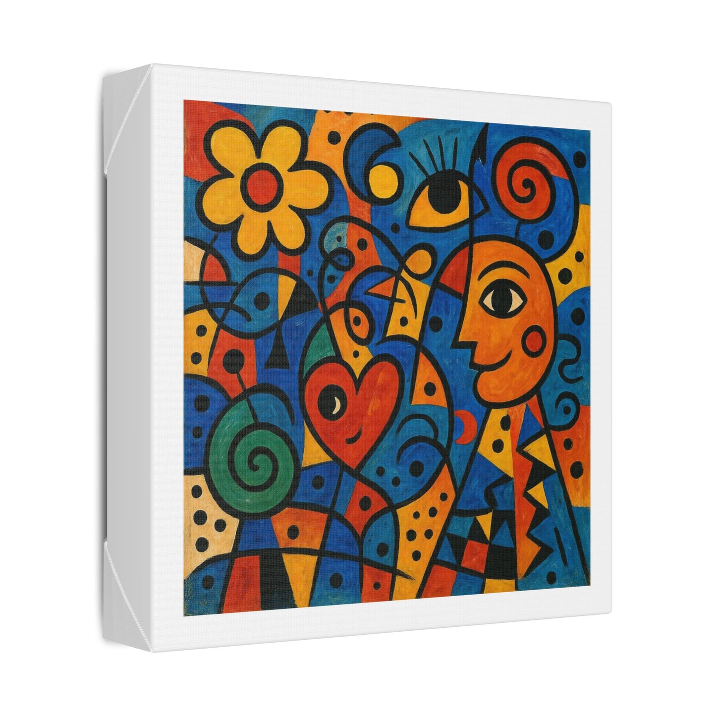 Love and Life Art in the Style of Joan Miro 'Designed by AI' Canvas Art Print