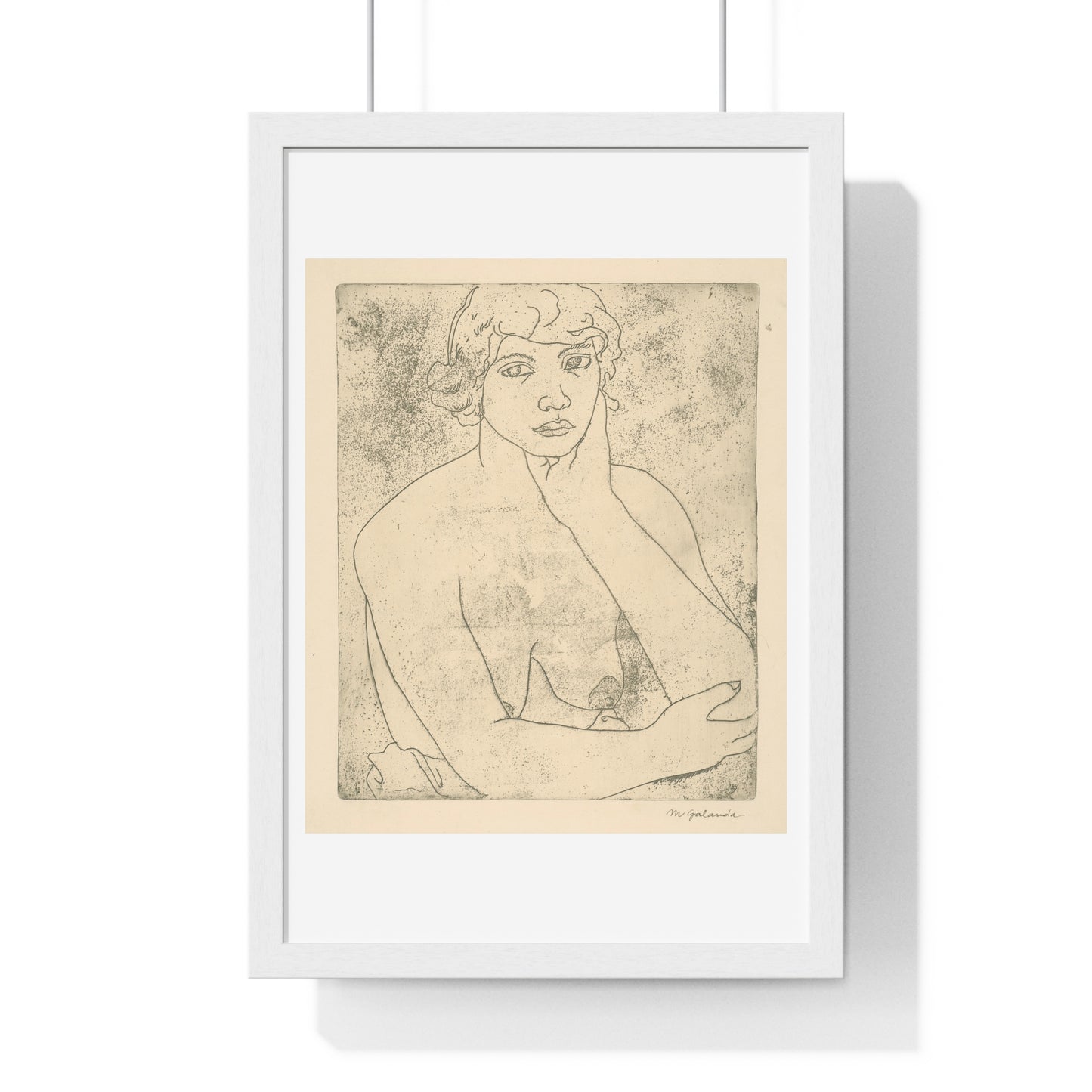 Bust of a Young Woman Female Elbow by Mikuláš Galanda, from the Original, Wooden Framed Print