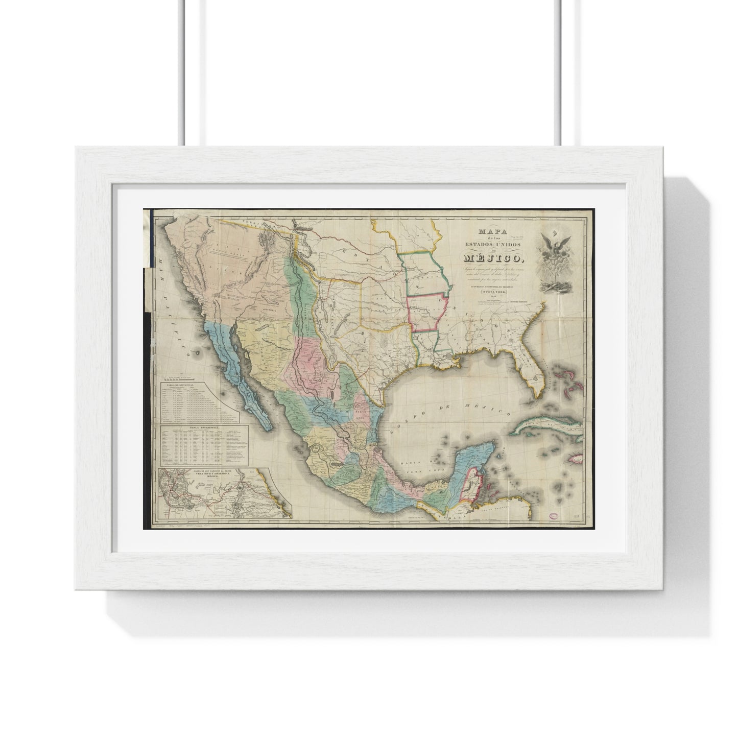 Mapa de los Estados Unidos de Méjico (1847) by John Disturnell, from the Original, Framed Art Print