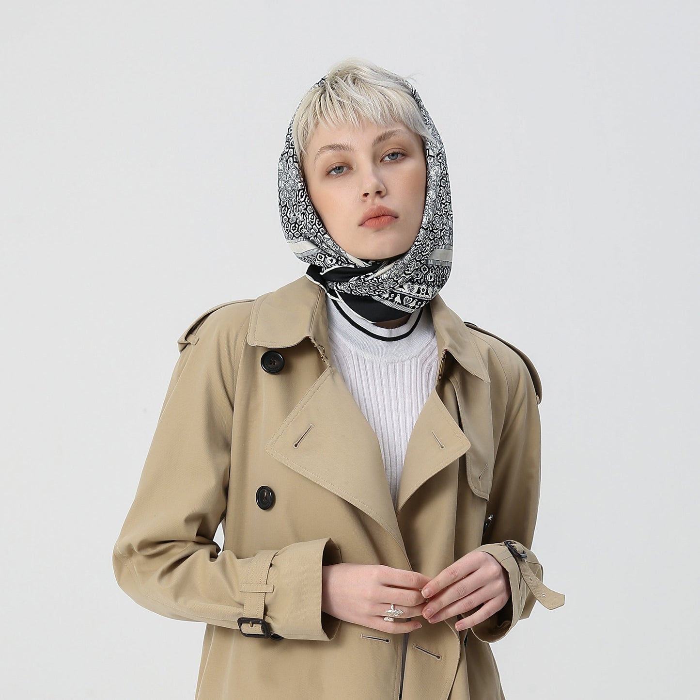 Heritage Grace Silk Scarf, 90cm Hand-Rolled Women's Head Scarf
