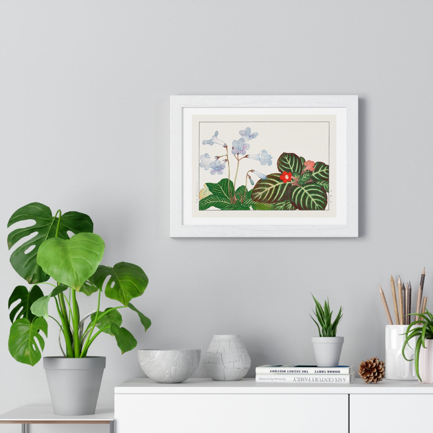 Vintage Tydea and Cape Primrose Flower (1917) Japanese Woodblock Art by Kônan Tanigami, from the Original, Framed Art Print