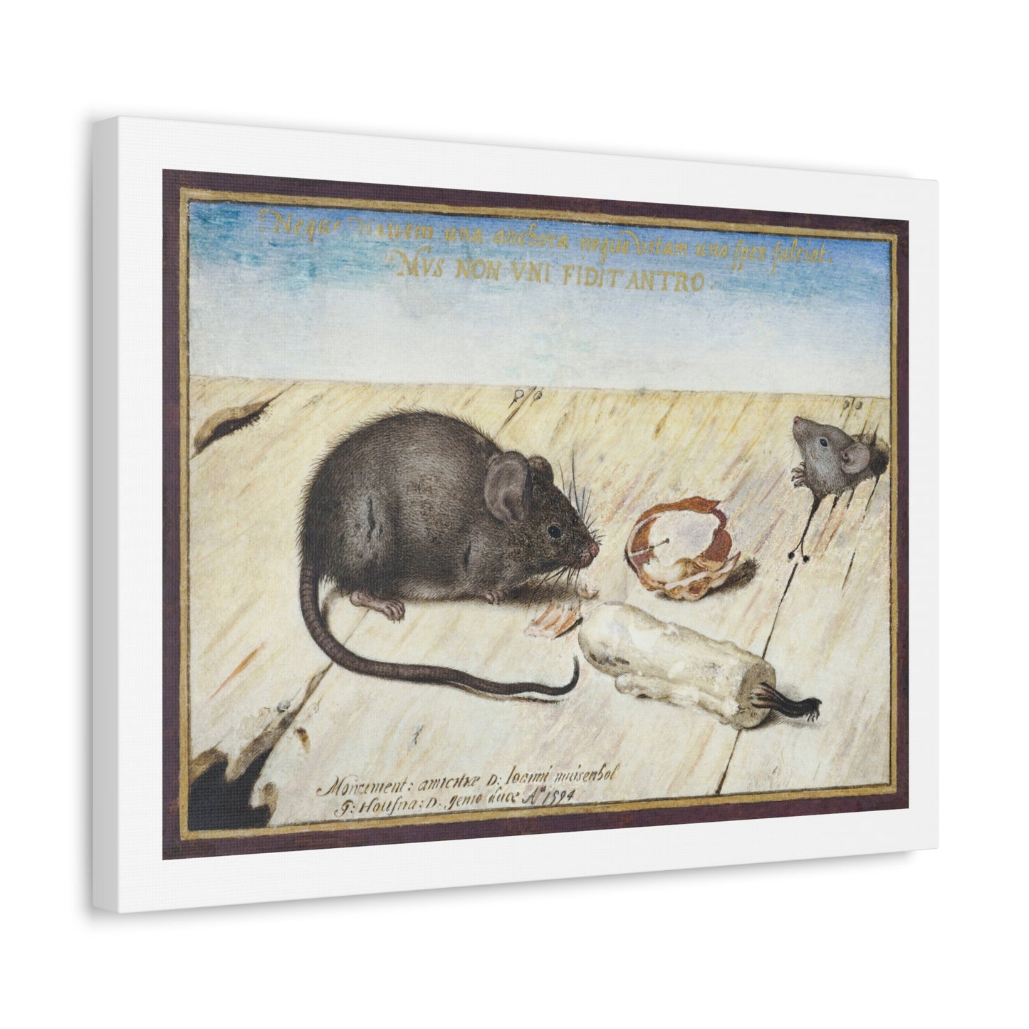 Two Mice (1594) by Joris Hoefnagel, from the Original, Art Print on Canvas