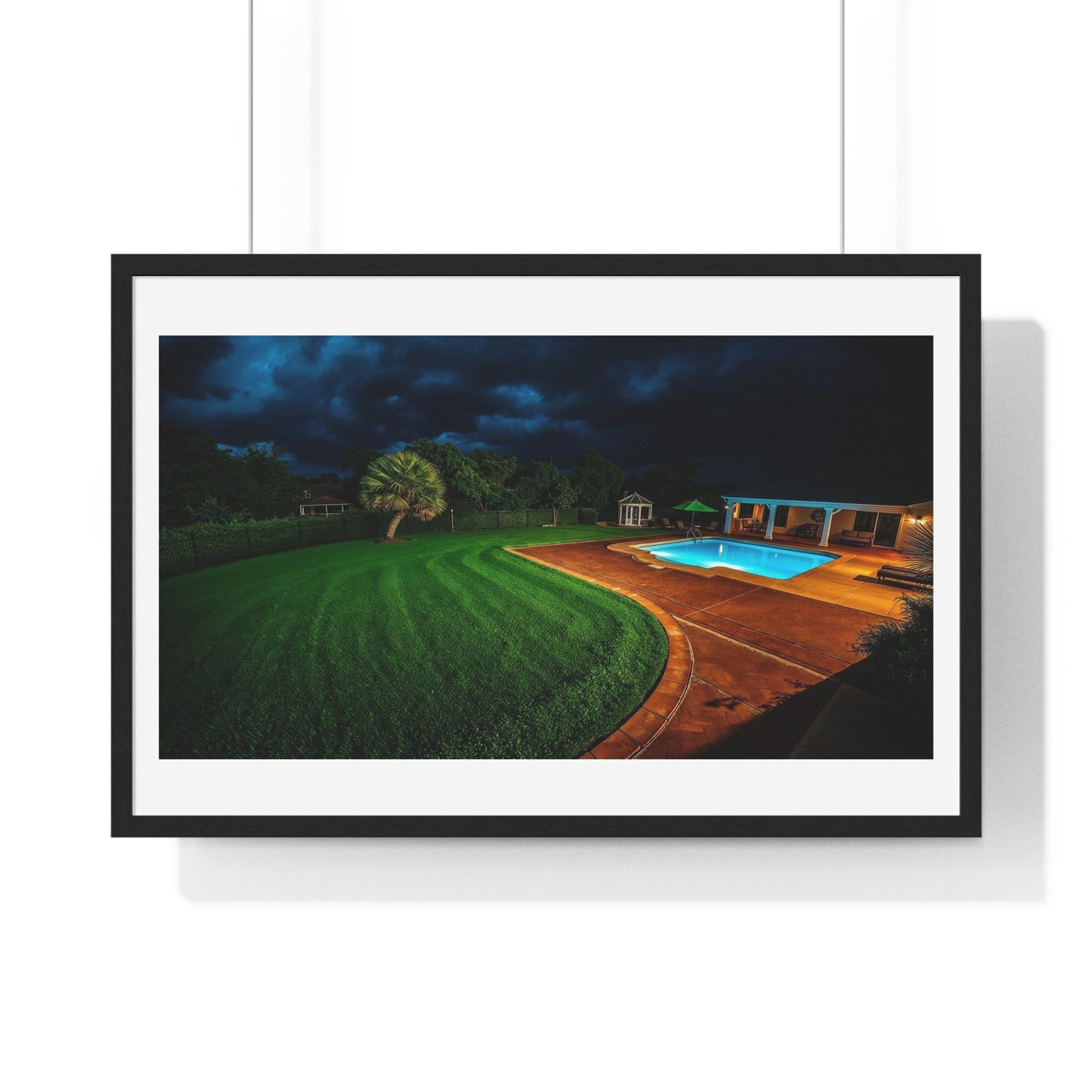 Dystopian Pool Scene II Photorealistic Art Style 'Designed by AI' Framed Print