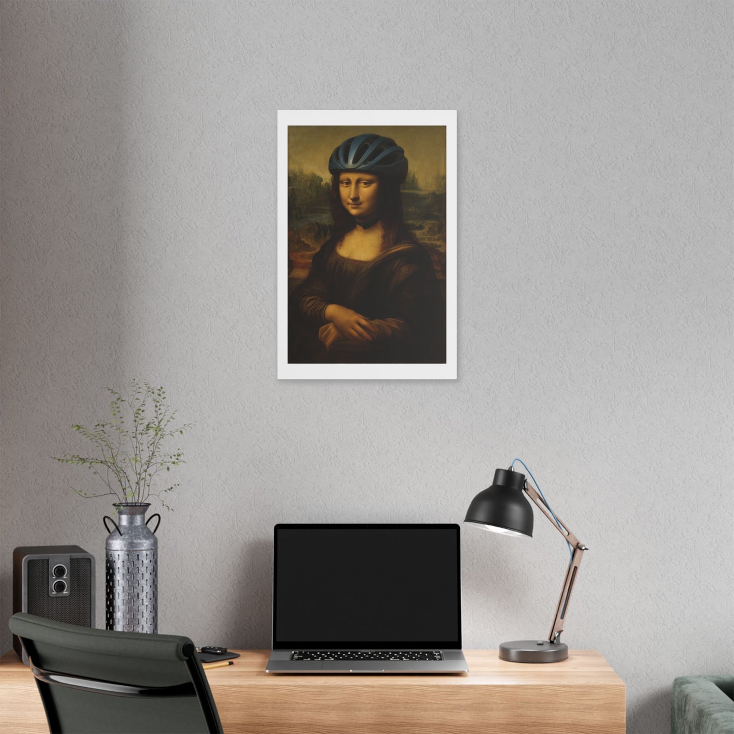 Biker Mona Lisa 'Created by AI' Canvas Art Print