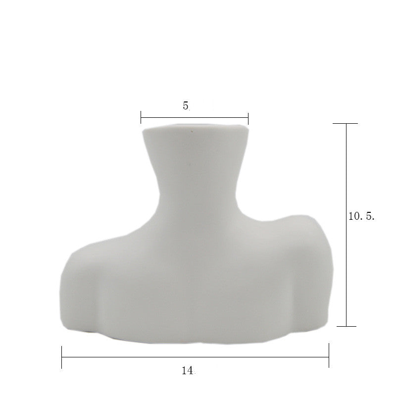 Minimalist Human Head and Shoulders Vase, Sculpture Decorative Figure