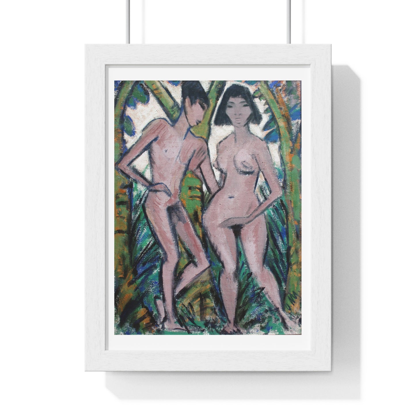 Adam and Eve (1913-1922) Modern Art Painting by Otto Mueller, from the Original, Framed Print