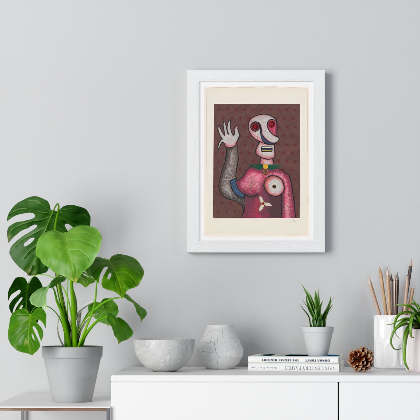 Zwaaiende Ciguur (circa 2009) Artist Unknown, from the Original, Framed Print
