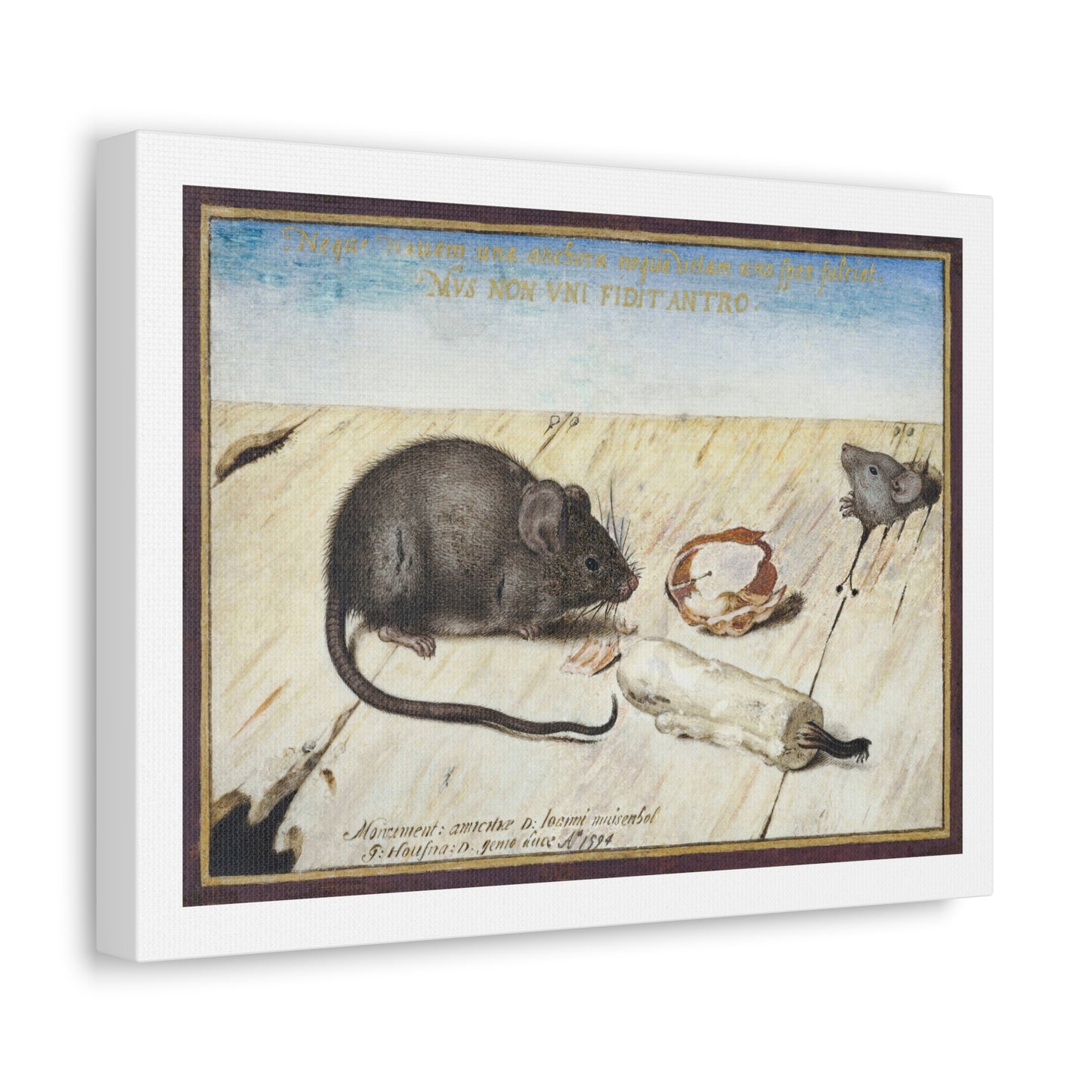 Two Mice (1594) by Joris Hoefnagel, from the Original, Art Print on Canvas