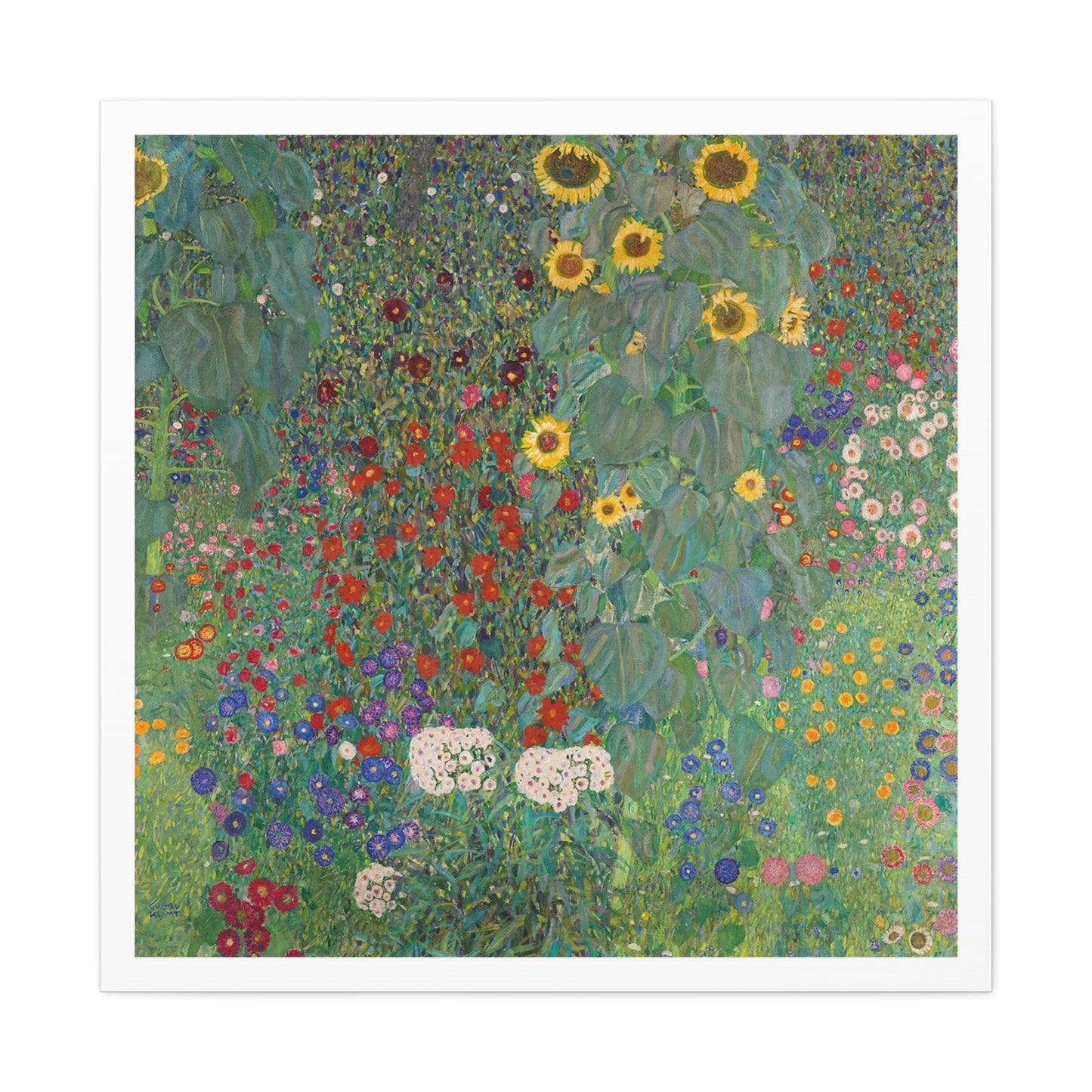 Farm Garden with Sunflowers (1907) by Gustav Klimt, from the Original, Art Print on Canvas