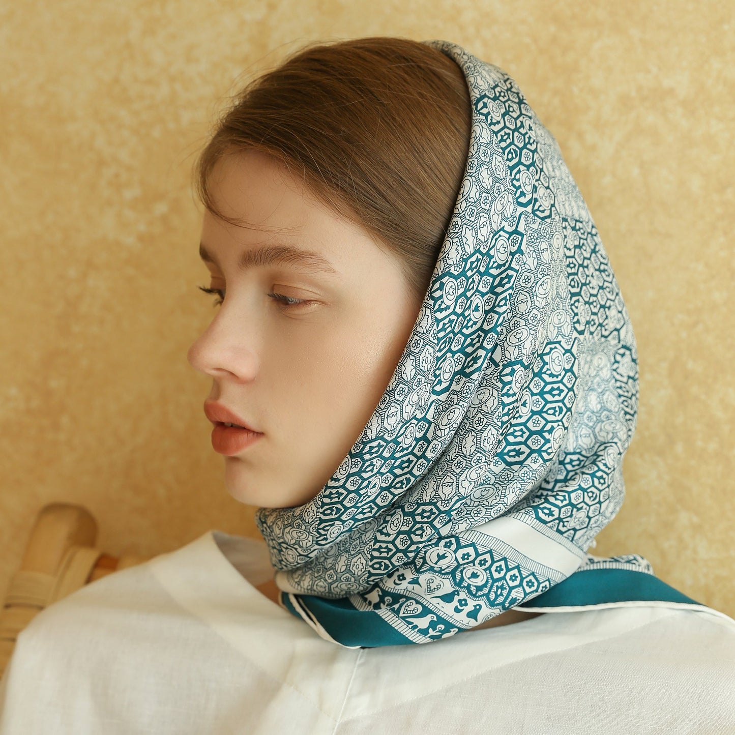 Heritage Grace Silk Scarf, 90cm Hand-Rolled Women's Head Scarf