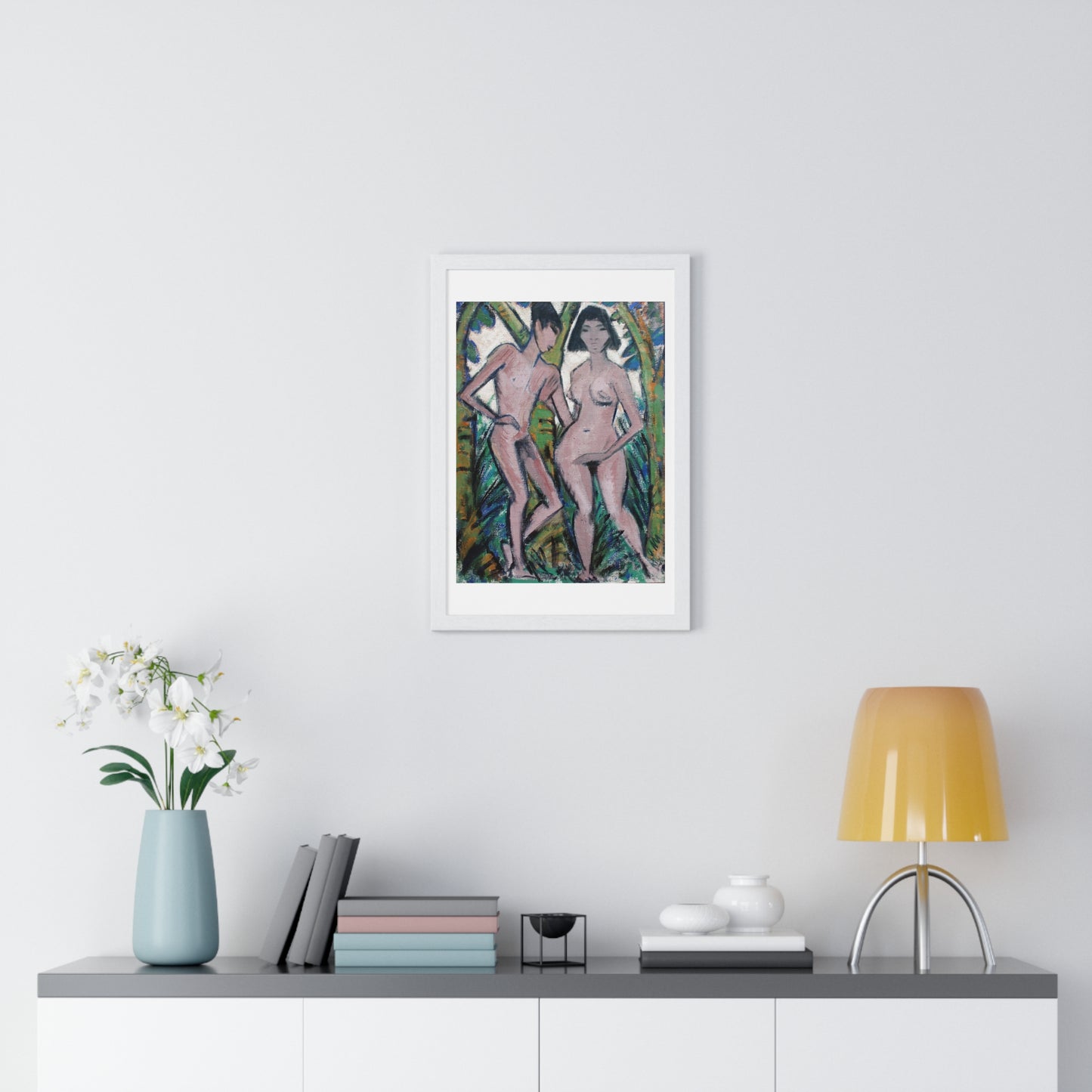 Adam and Eve (1913-1922) Modern Art Painting by Otto Mueller, from the Original, Framed Print