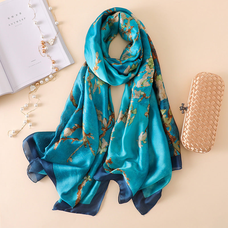 Summer Sunscreen Very-Large Silk Shawl Scarf