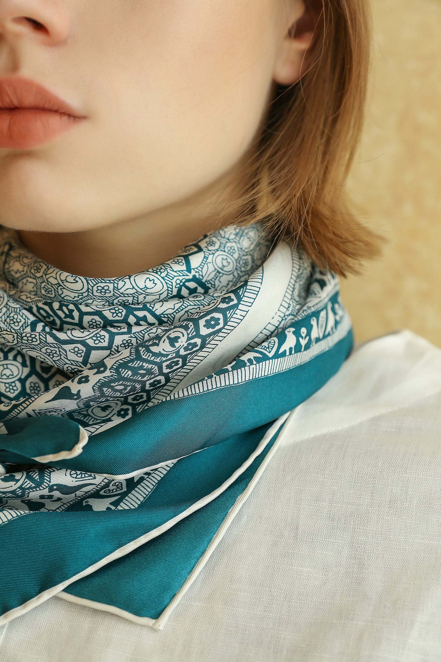 Heritage Grace Silk Scarf, 90cm Hand-Rolled Women's Head Scarf