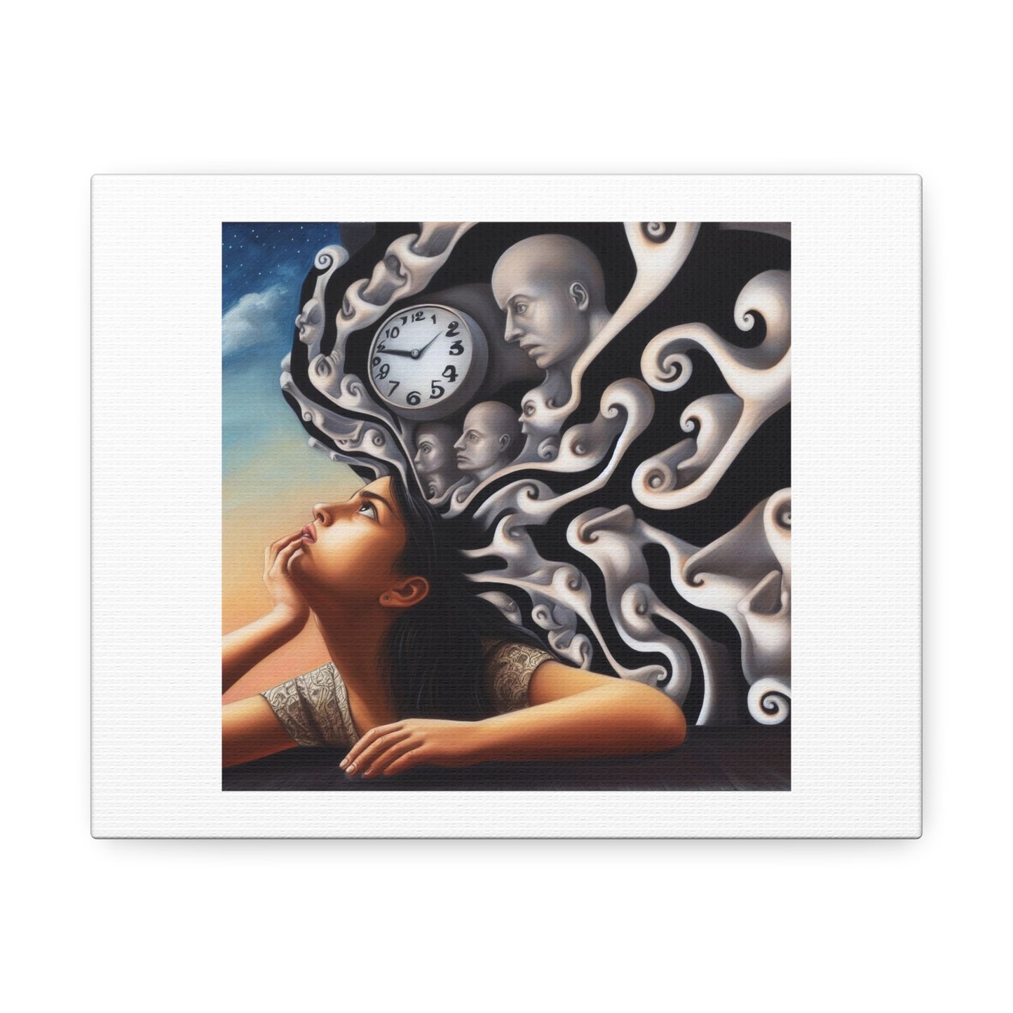 Thoughts About Time 'Designed by AI' Art Print on Canvas