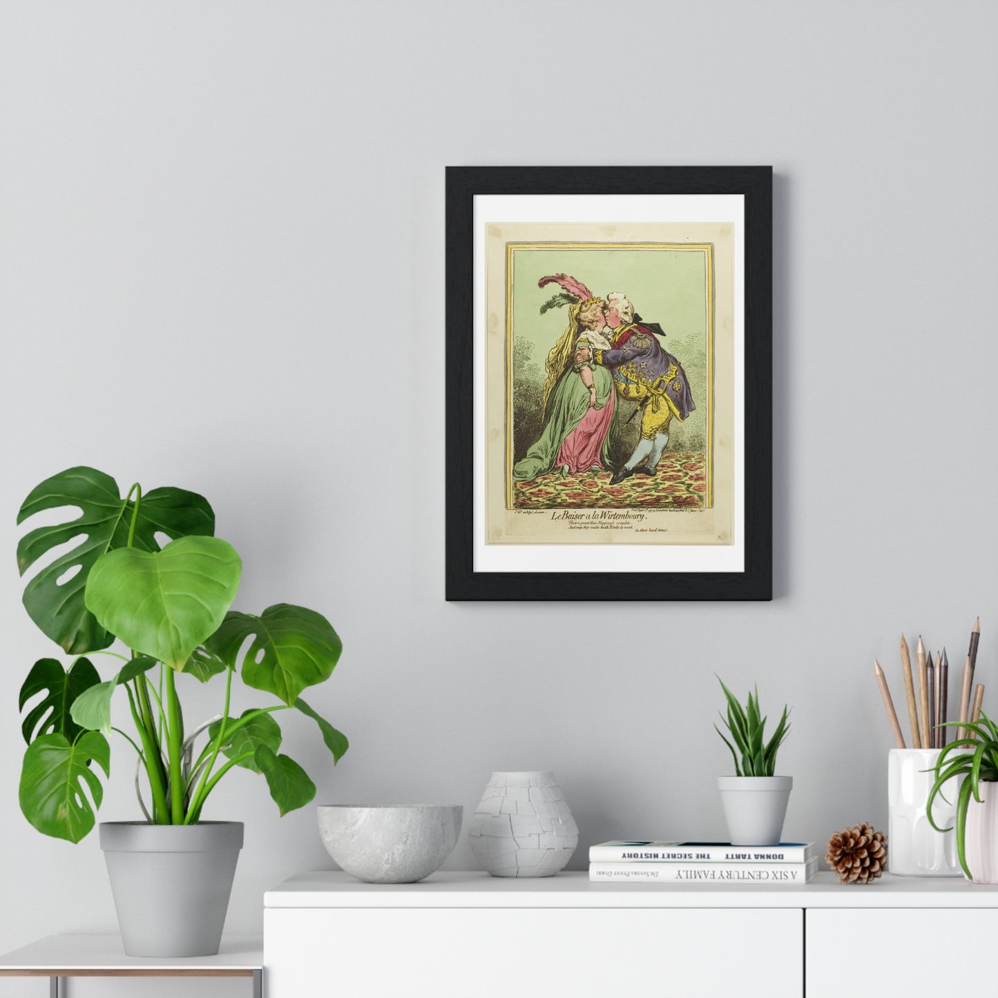 The Kiss at Würtemberg (1797) by James Gillray, from the Original, Framed Art Print
