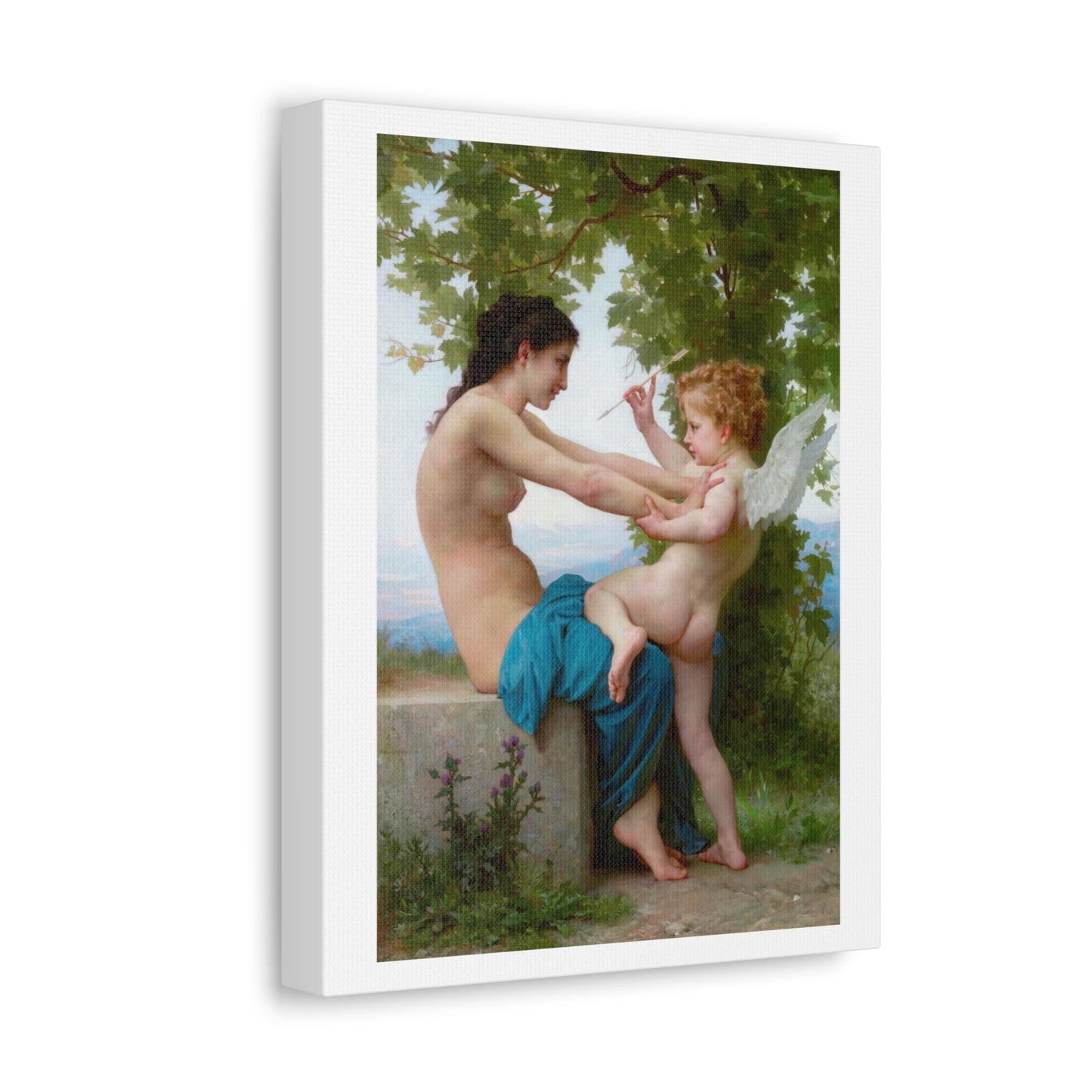 A Young Girl Defending Herself against Love (circa 1880) by William-Adolphe Bouguereau, Art Print from the Original on Canvas