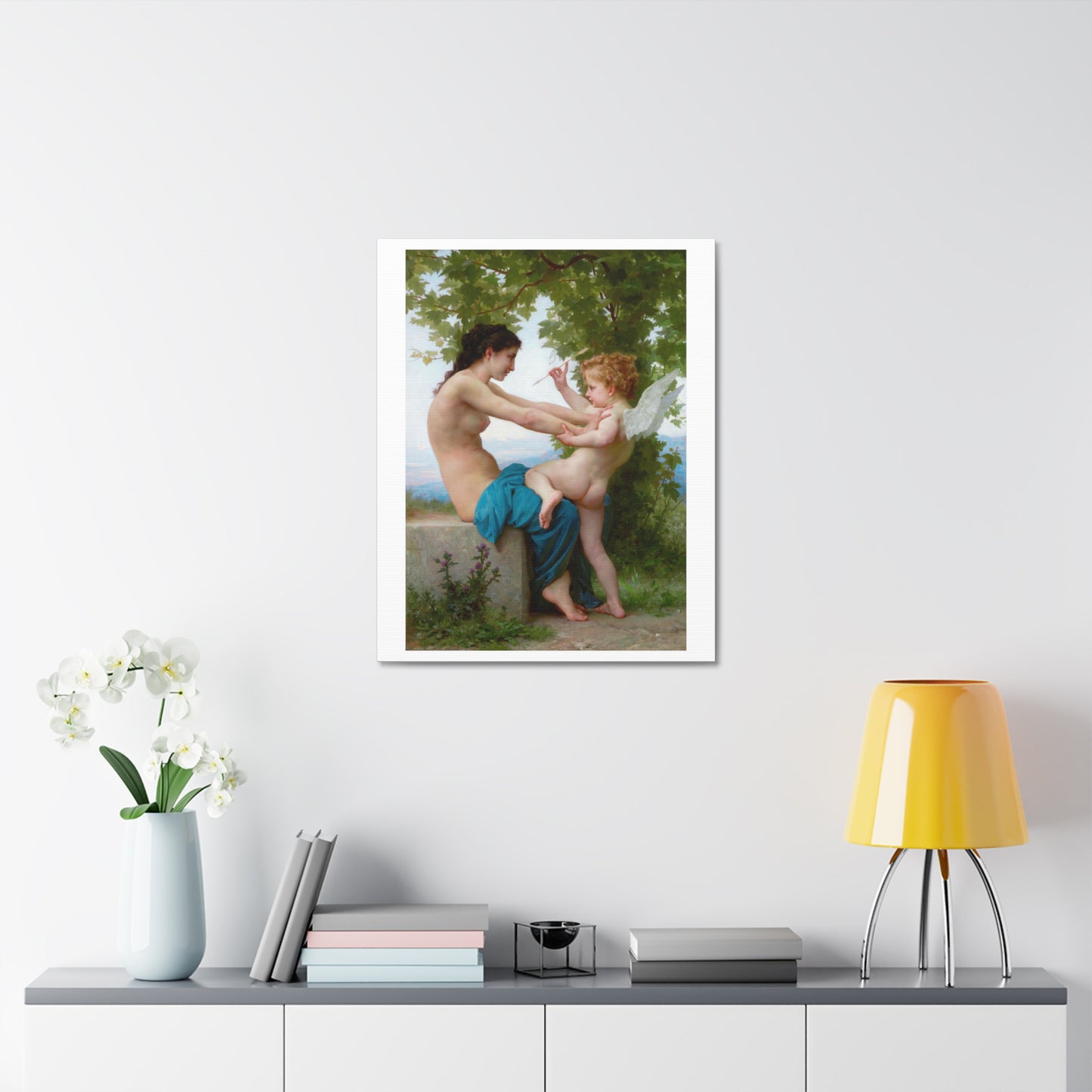A Young Girl Defending Herself against Love (circa 1880) by William-Adolphe Bouguereau, Art Print from the Original on Canvas