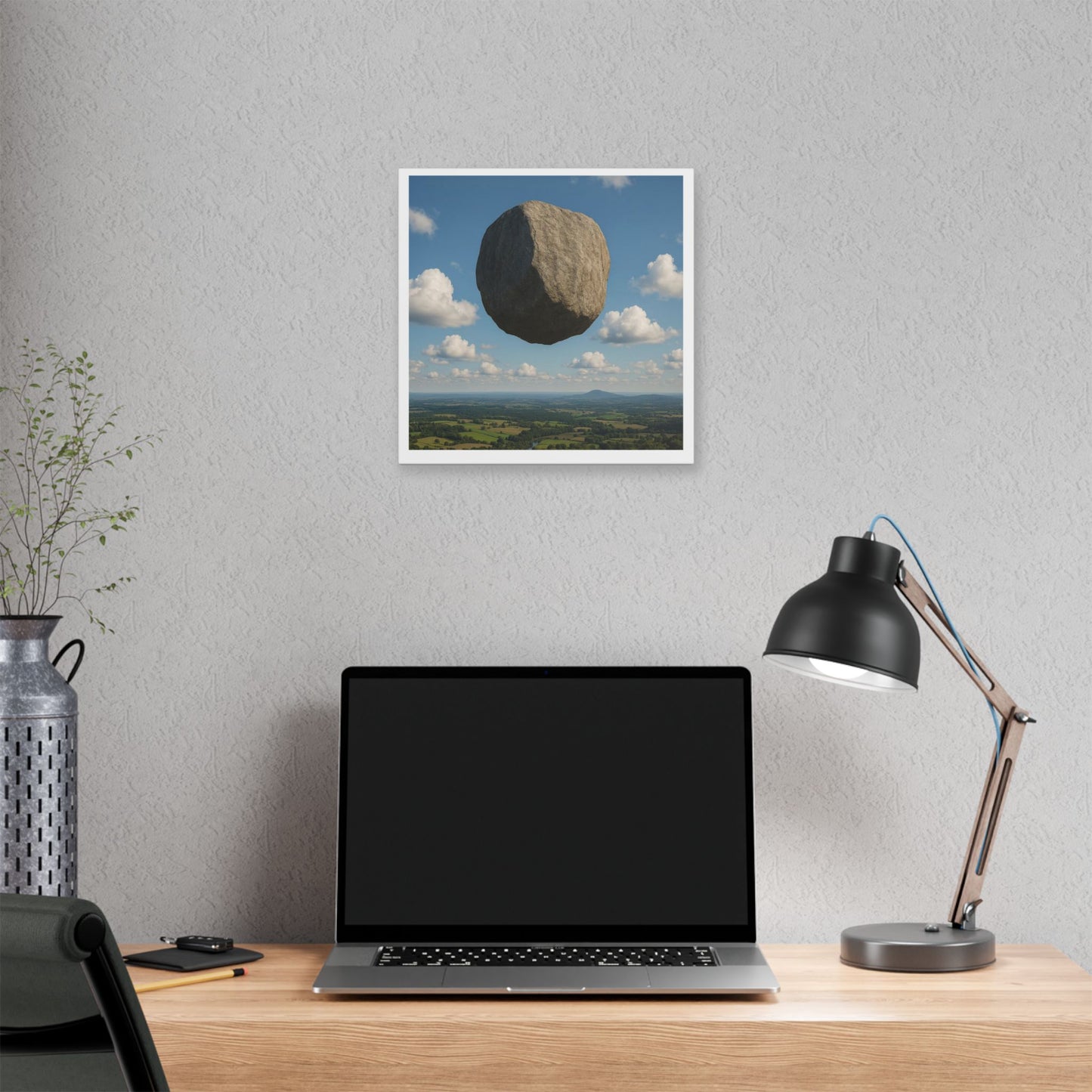 Levitated Mass Suspended Above a Beautiful Landscape 'Designed by AI' Canvas Art Print