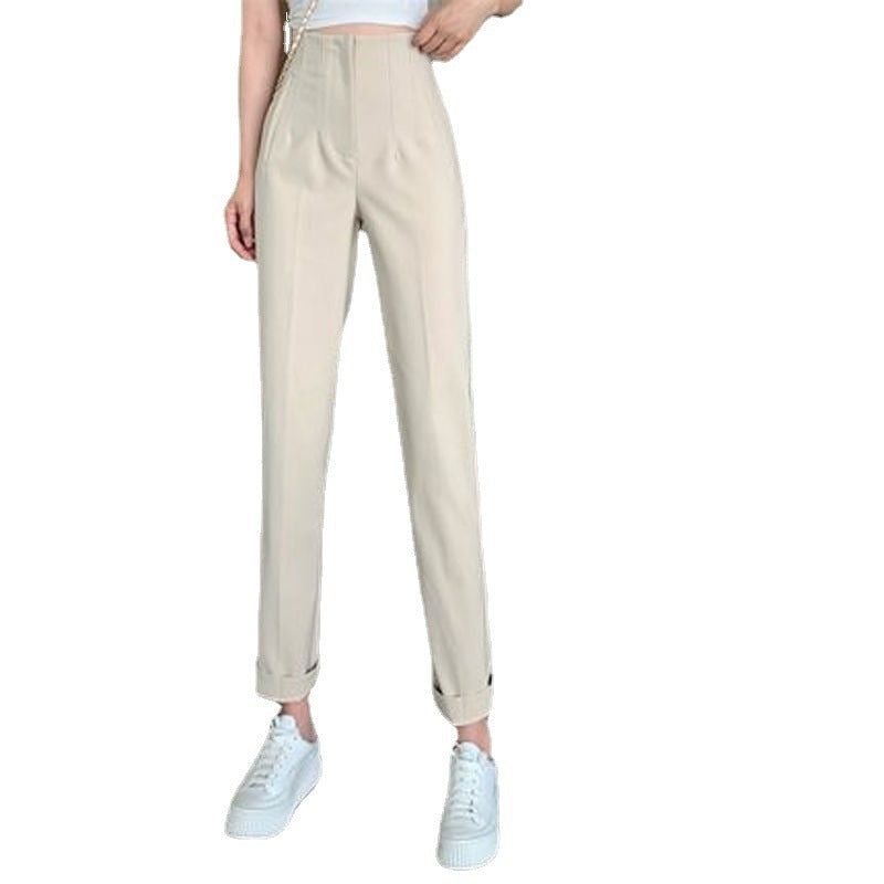 Vireous Women's Thin and Slim High-Waisted Pants