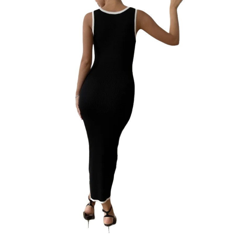 Vest-Style Dress, Multi-Buckle Slit Long Knitted Dress