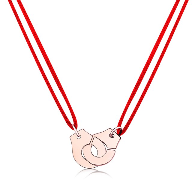 Handcuff Pendant Necklace, 925 Sterling Silver with Adjustable Cord