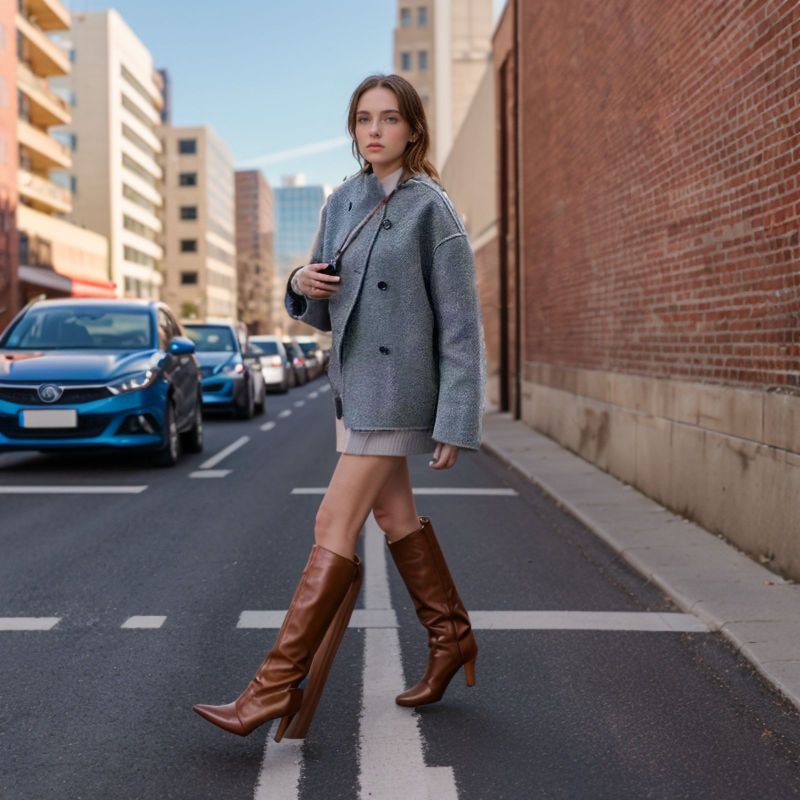 Vireous Women's Solid Colour Woollen Coat, British-Style Minimalist Short Coat