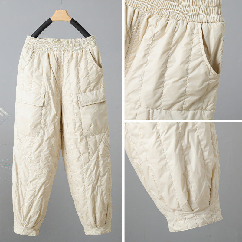 Quilted Cotton Pants, Women's Windproof Warm Sports Pants