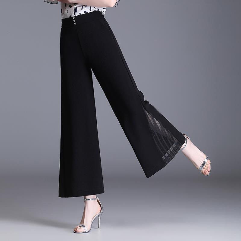 French-Style High Waist Loose Cropped Drape Chiffon Pants